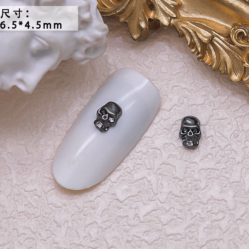 40PCS Dark Alloy Nail Art Charms Skull Bow Skeleton Palm Sinister Accessories For Halloween Nails Decoration Manicure Supplies