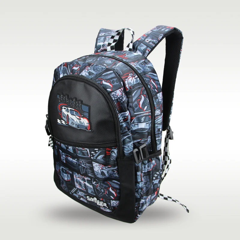 Australia Smiggle original hot-selling children's schoolbag black racing boy cool high-quality schoolbag 16 inches 2