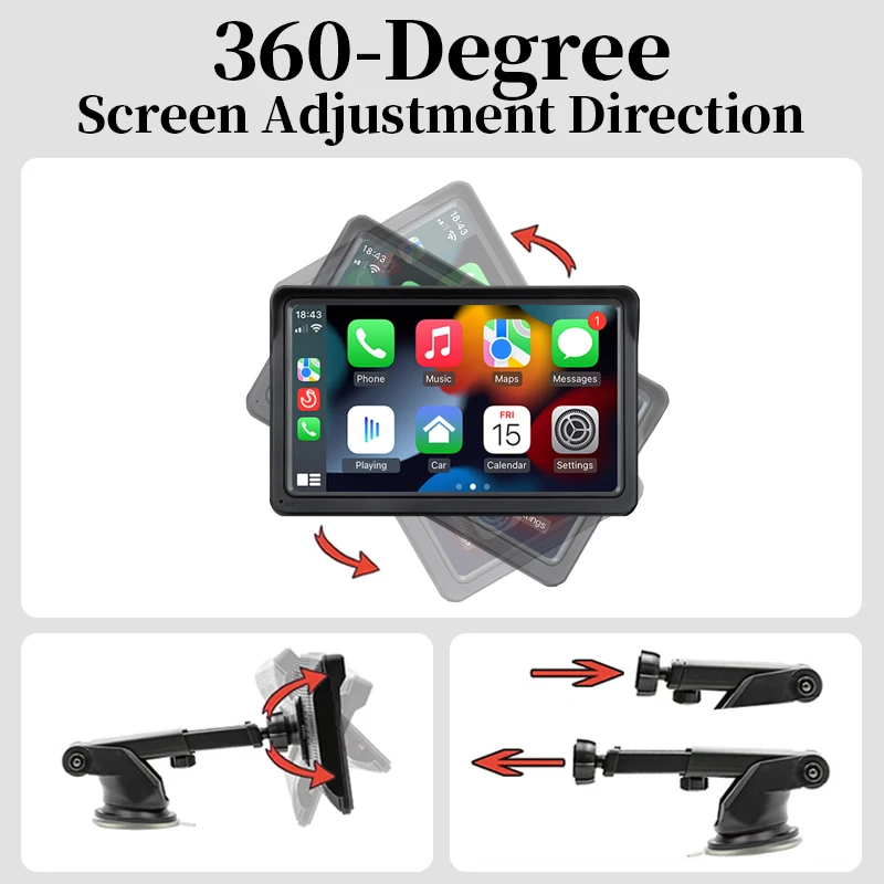 7inch Car Radio Portable Multimedia Video Player With Wireless CarPlay Android A