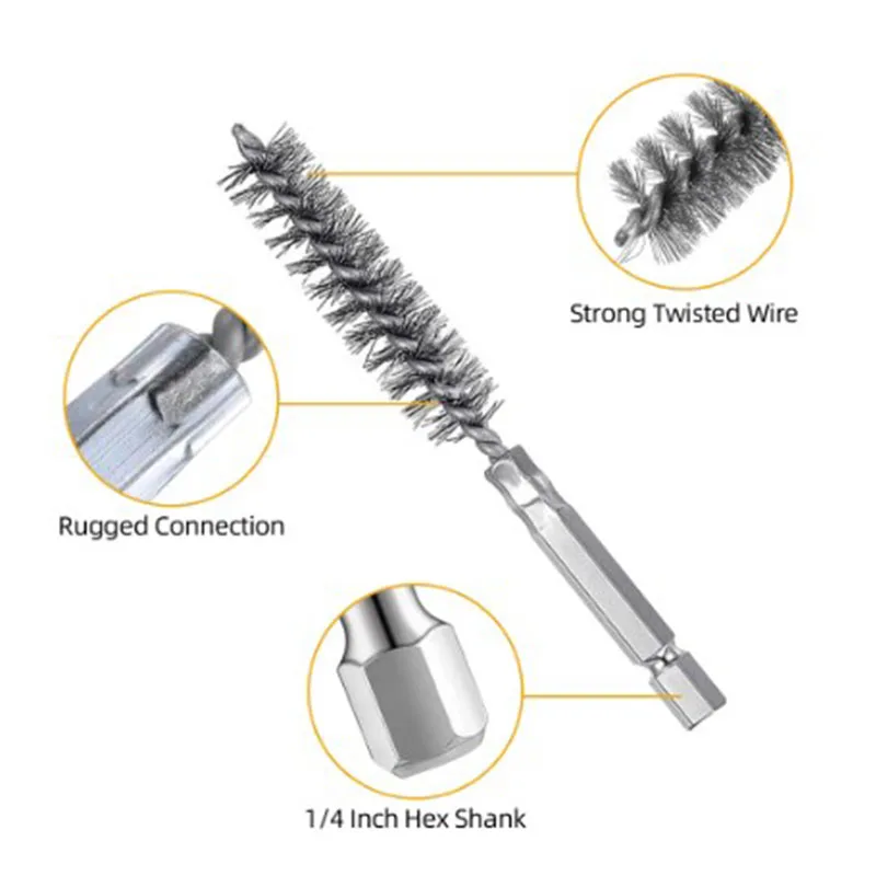 New 6 Pcs 8-19mm Wire Tube Machinery Cleaning Brush Rust Cleaner Washing Polishing Tools for Automotive Manufacturing Processing 6