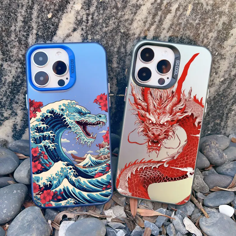 Laser Shockproof Great Wave Anime Dragon Phone Case