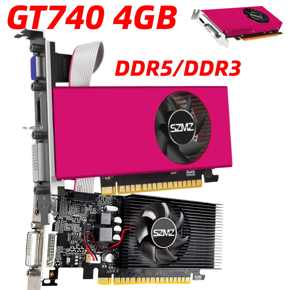 GT740 Graphics Card 4GB Computer Video Card 993MHz Low Profile Gaming Video  Card PCI-E 2.016X DDR5 HDMI-Compatible Interface