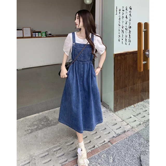 L-4XL Denim Sundress Women Summer New Pocket Sleeveless A-Line