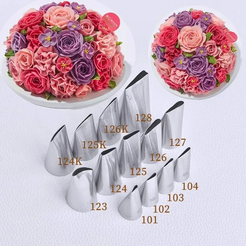 

13pcs Rose Petal Pastry Nozzles Fondant Cake Cupcake Baking Tool Stainless Steel Confectionery Cream Decorating Icing Piping Tip