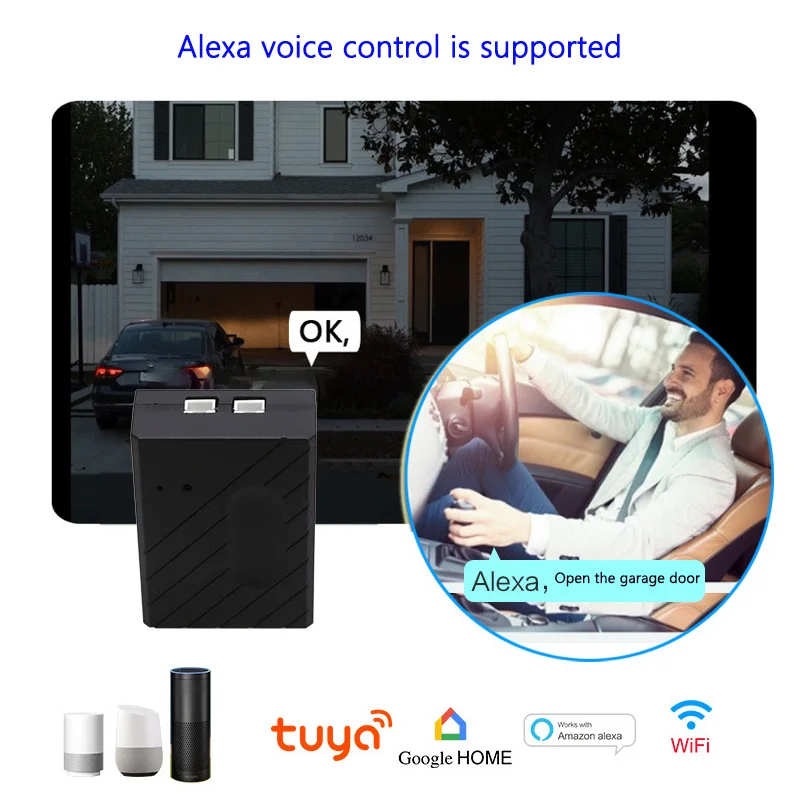 Supporto Per Il Controllo Dell'App Mobile Remoto Senza Fili Alexa Tuya Smart Garage Door Opener Graffiti Wifi Interruttore Intelligente Della Porta De