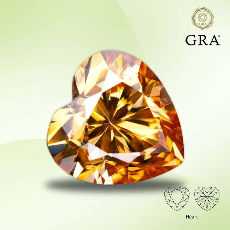 Moissanite Stone Heart Cut Color Champagne Gemstone Lab Grown Diamond Per Gioielli Fai Da Te Anelli Orecchini Che Fanno Con Certificato Gra