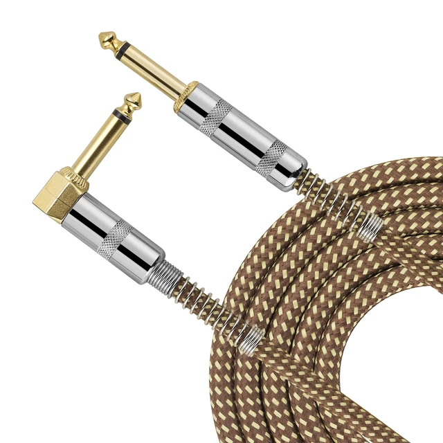 Bochara Braided 1/4'' Jack 90degree 6.5mm to 6.5mm Audio Mono Cable