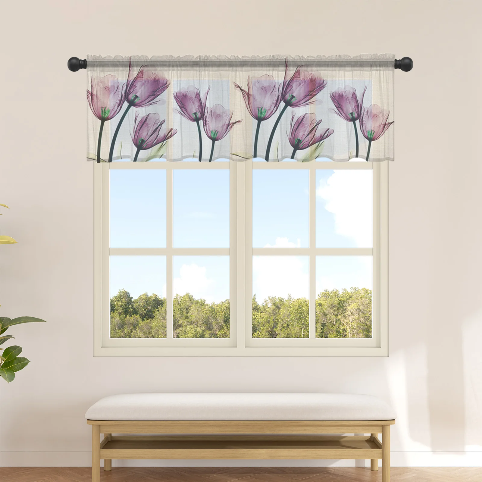 3D Tulip Flowers 246 Curtains Drapes main image 1
