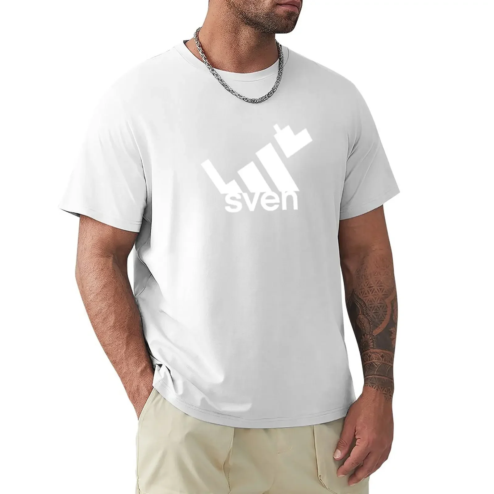 Sven - White T-Shirt Moda Coreana Cute Top Magliette Semplici Da Uomo