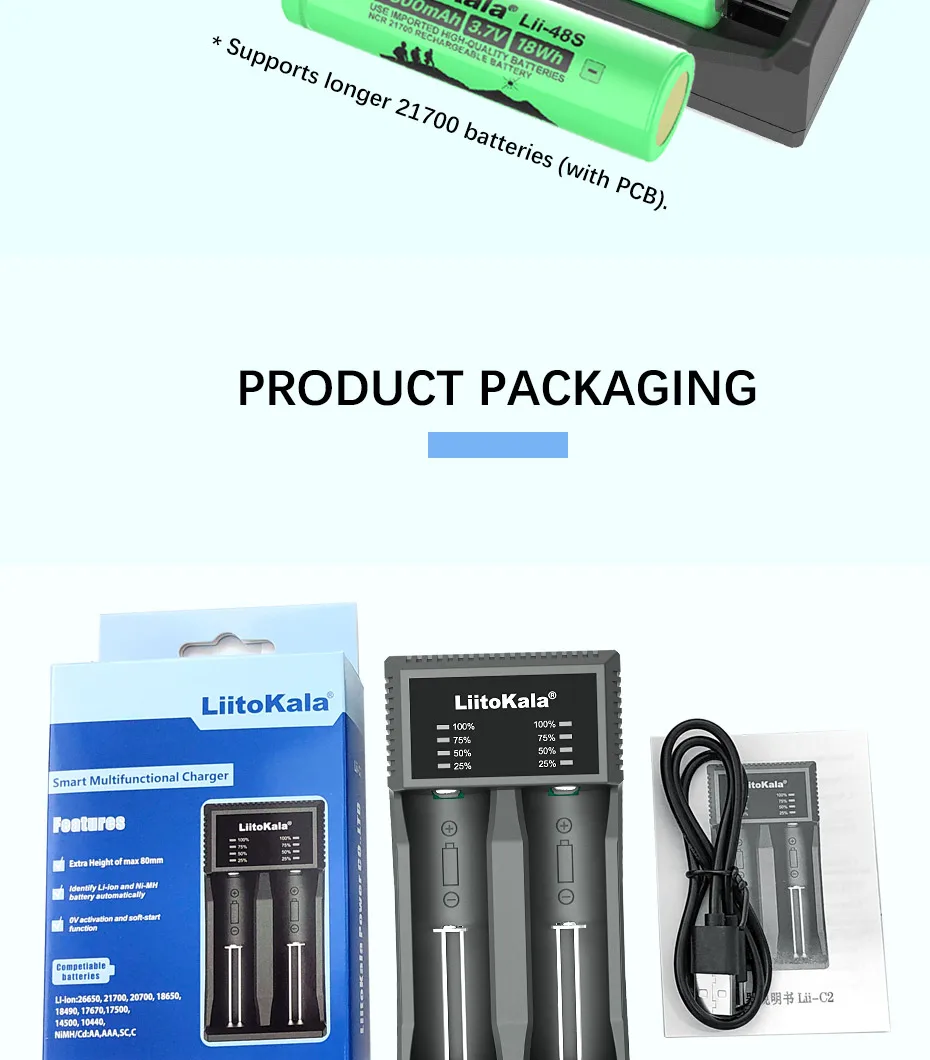 Chargeur de pile batterie professionel LiitoKala lii-PD4 Li-ion 3,7 V