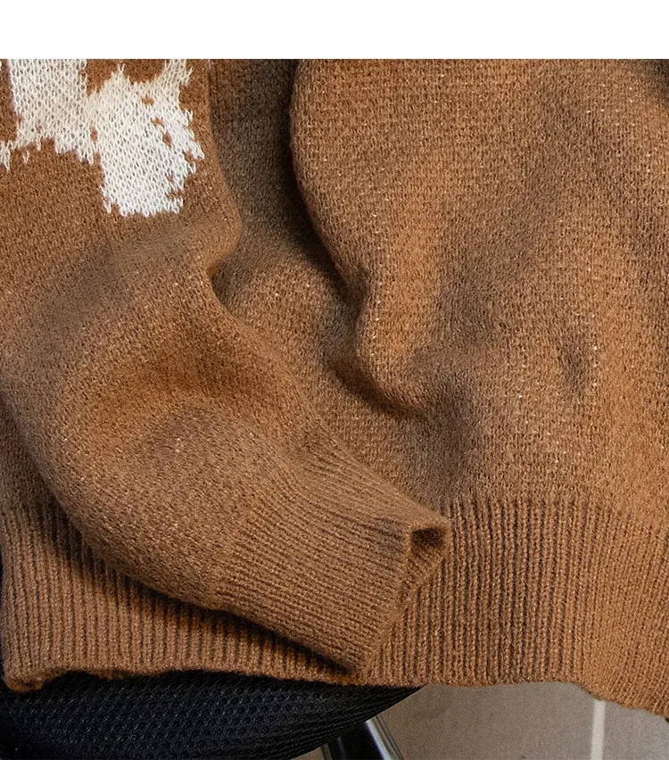 Description Picture 6 of item2024 Men Spring Autumn Fashion Long Sleeve Jacquard Sweater Top Male Round Neck Knitted Tops Mens Loose Pullover Jumpers S108