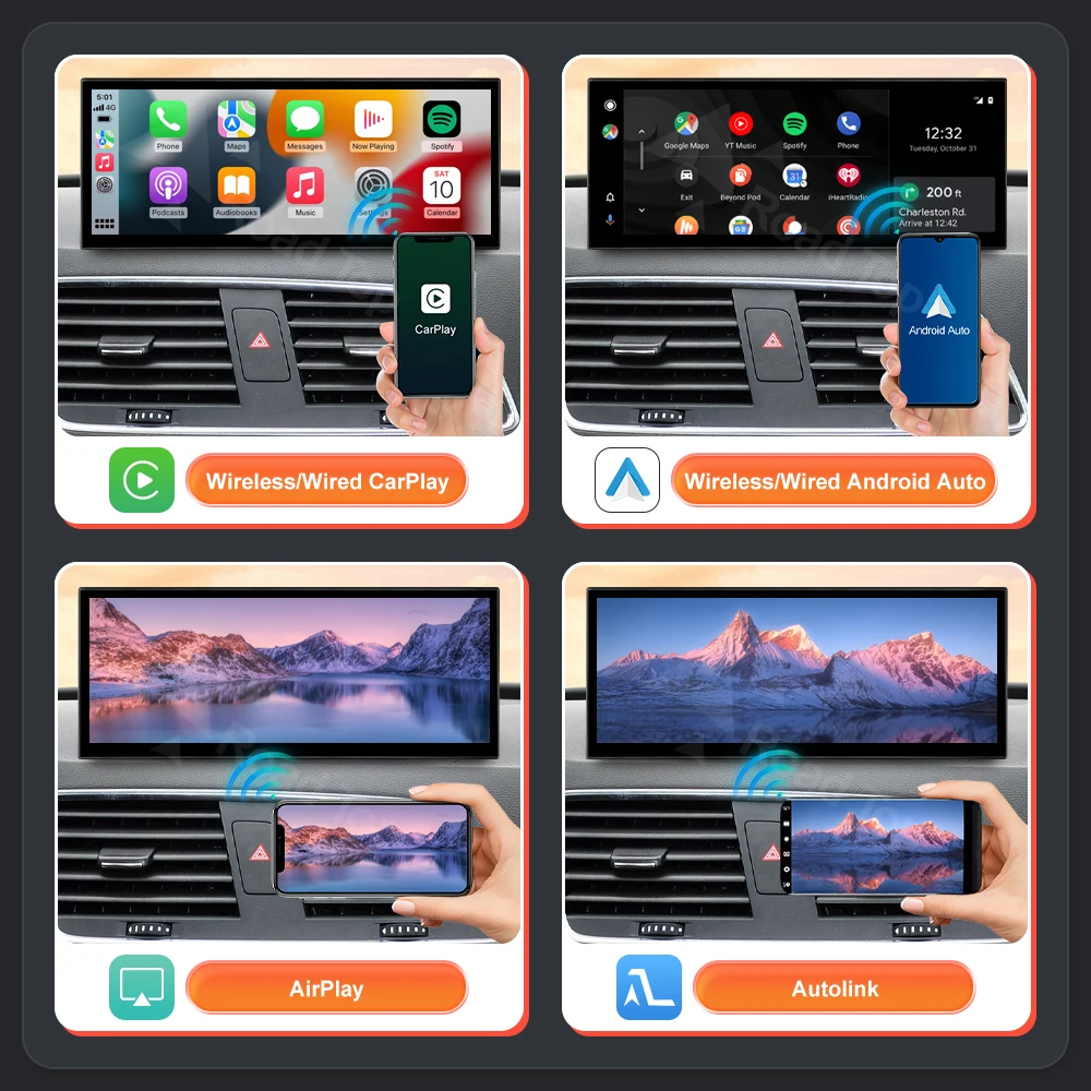 RoadTop pantalla Linux de 12,3 pulgadas pantalla Multimedia inalámbrica CarPlay para coche para Audi A1 Q3 2012-2018 con Android Auto Airplay Autolink 5