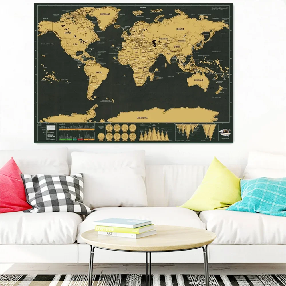 Great Travel Scratch Maps Poster Da Parete Per Office Room Lamina D'Oro World Scratch Off Maps Wipe Foil Coating Maps Forniture Per Ufficio