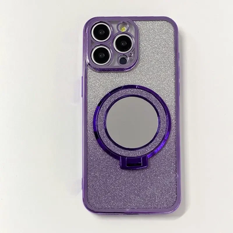Luxurious Mirror Glitter Ring Holder Phone Case - Soft Cover with Premium Design