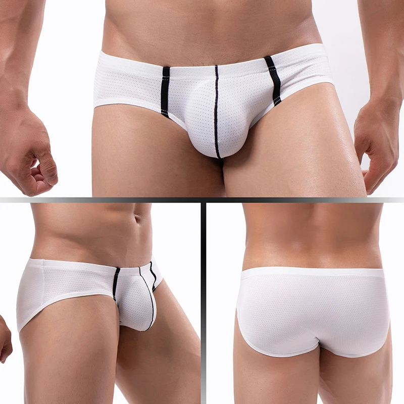 

Sexy Soft Briefs Breathable Mesh Underwear Bulge Pouch Underpants Fashion Low Waist Panties Male Comfortable Panties Lingerie