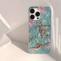 Sea Turtle Beach Pattern Shockproof Laser Bumper Phone Case - iPhone 12 Pro (Silver - YYDSY742)