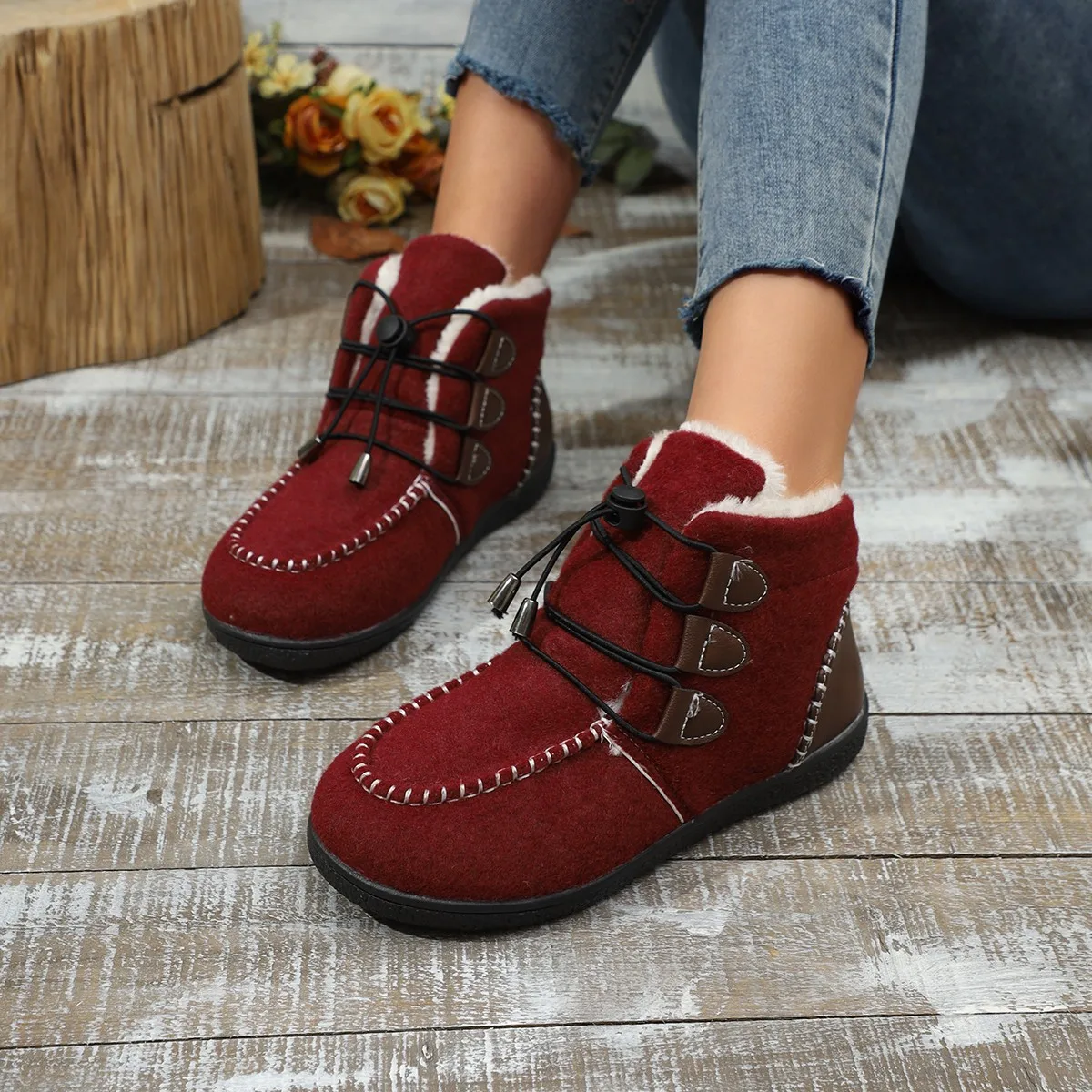 Women Boots Fashion Thickened Fluff Snow Boots Woman Winter Comfort Casual Ankle Boots Outdoor Warm Cotton Platform Shoes