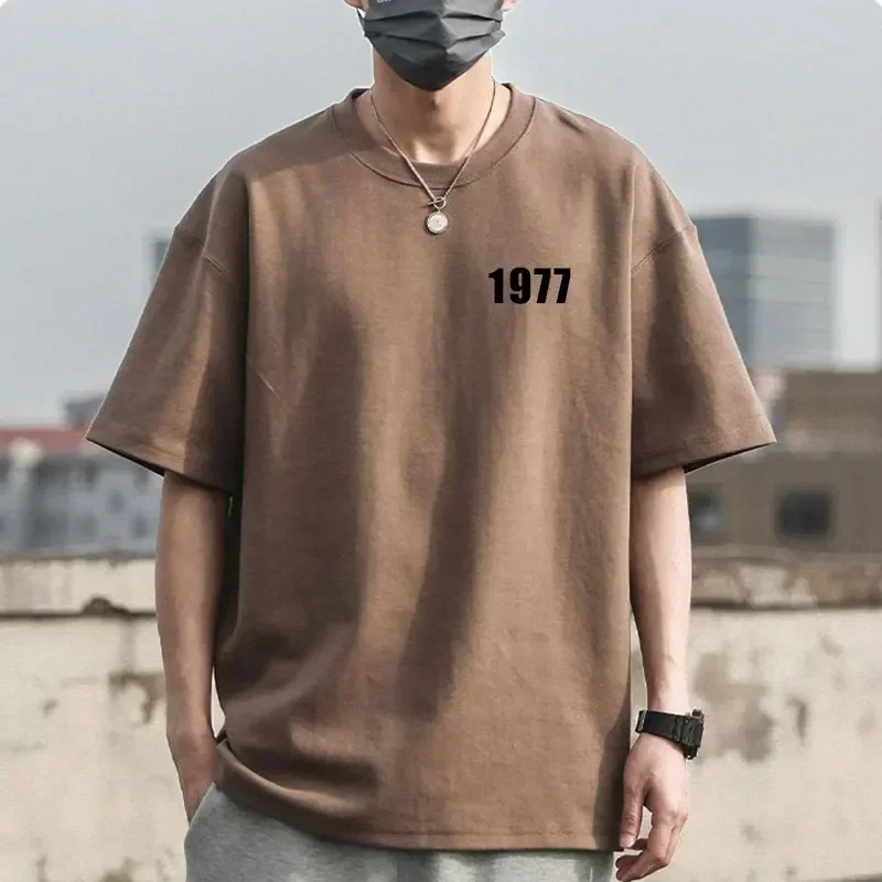 1977 Men Women Cotton Tshirts Retro Streetwear Short Sleeve 260g Printed