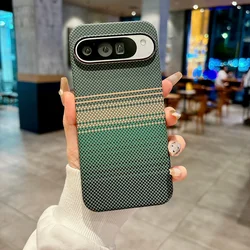 Sleek Carbon Fiber Kevlar Pattern Magnetic Phone Case - Pixel 7 Pro (Sunset Green)