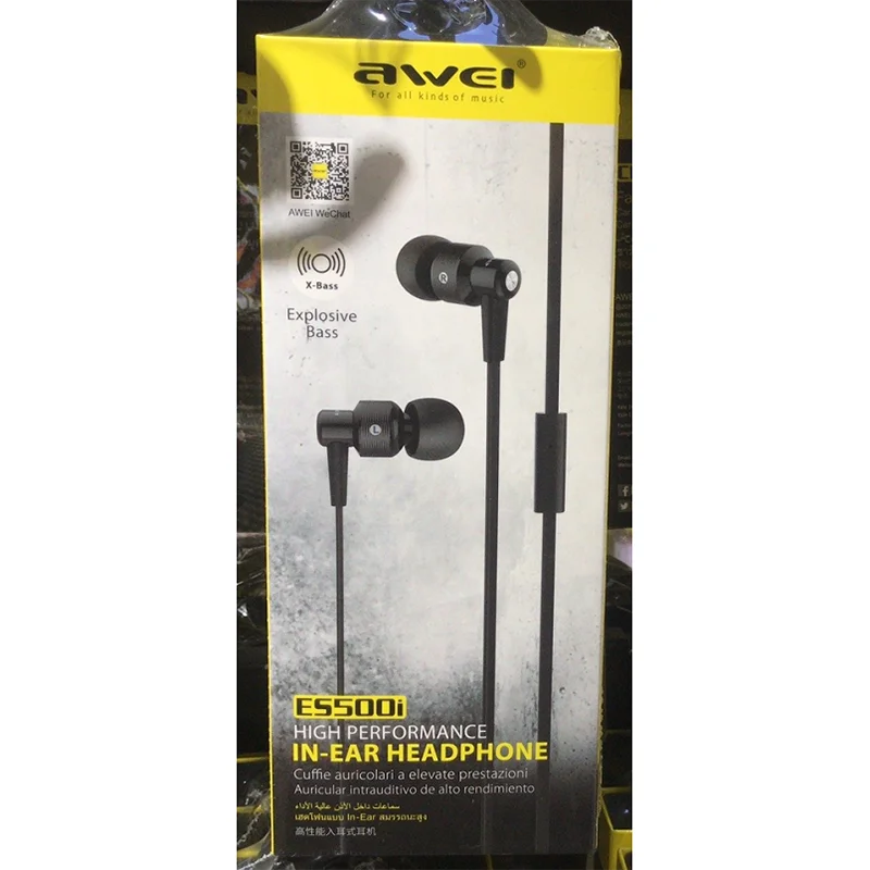 Awei 3.5mm Wired Earphones In-ear Headset Gamer Volume Control With Built-in Microphone Universal Earbuds For phone