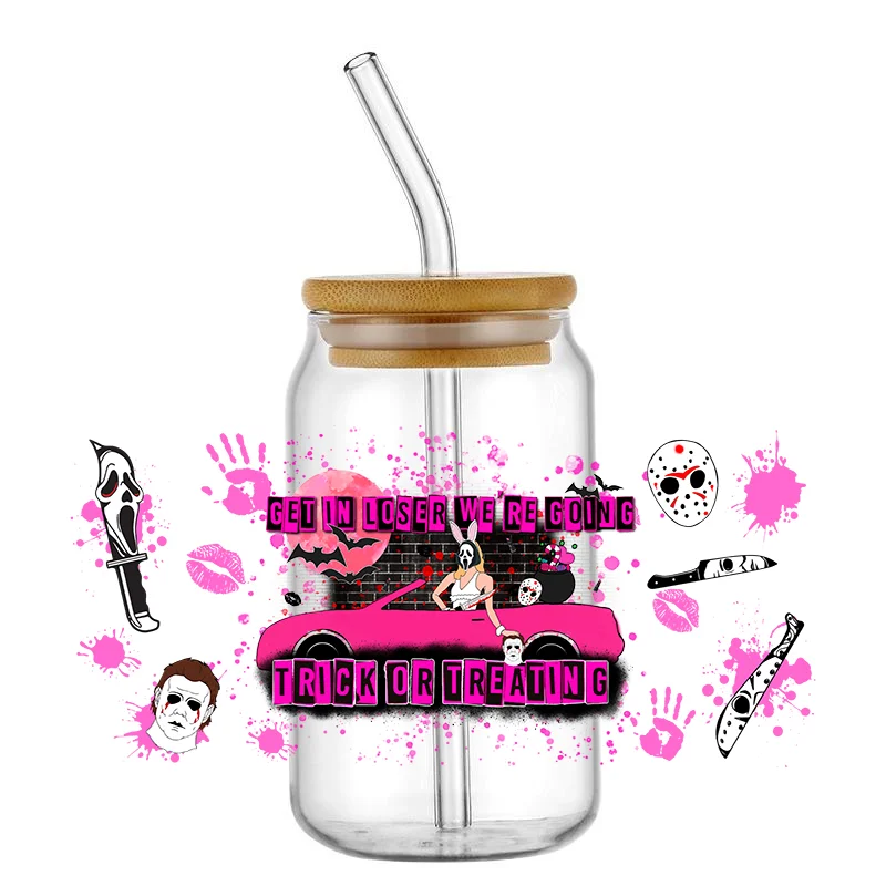 Cup Wrap Sticker DIY UV DTF Waterproof Transfer Decals Killer Friends Characters 16oz Libbey Glasses Horro Killer Friends