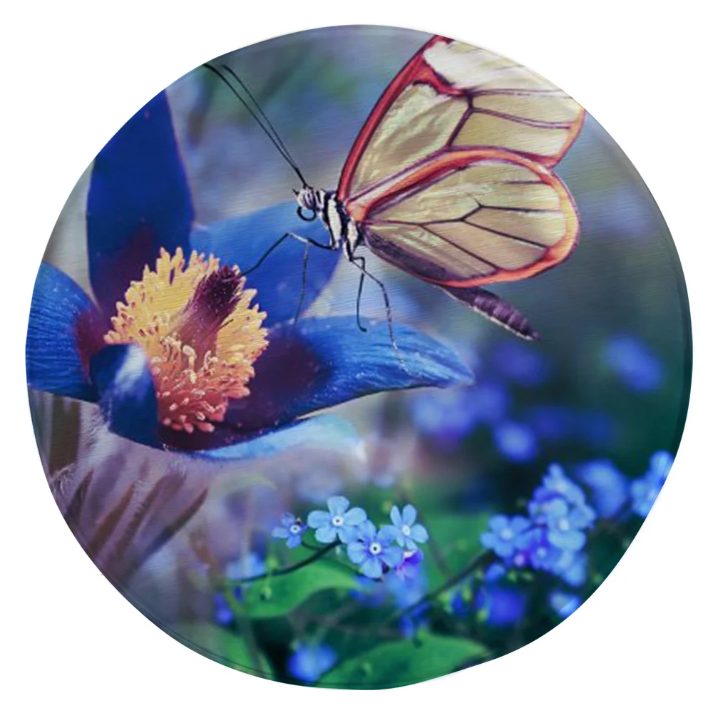 

CLOOCL Fashion Floral Round Carpet Pretty Butterfly 3D Printed Floor Mats Flannel Carpets for Living Room Area Rug Dropshipping