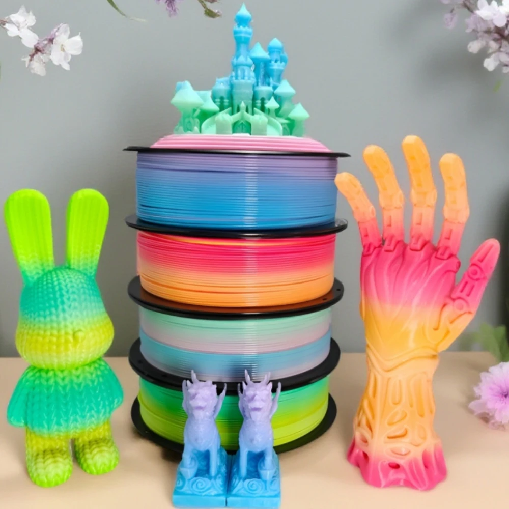 PETG 그라데이션 컬러 필라멘트 3D 프린팅 재료 1.75mm 1KG 순중량 친환경 3D 프린터용 고강도