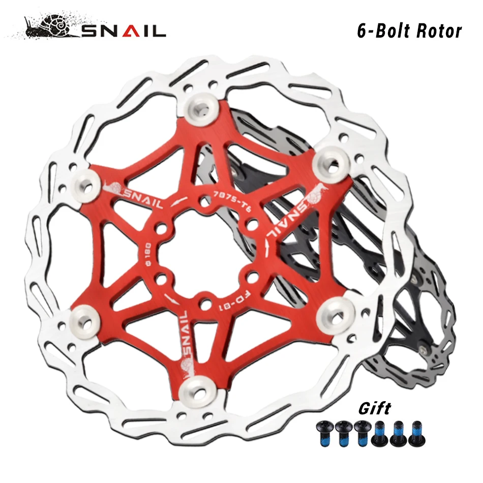 Newgoal Disco Freno a Disco per Bicicletta, 160mm Disco Freno per Bicicletta Mountain Bike Disco Freno flottante Blocco Centrale Accessori per Biciclette(Rosso