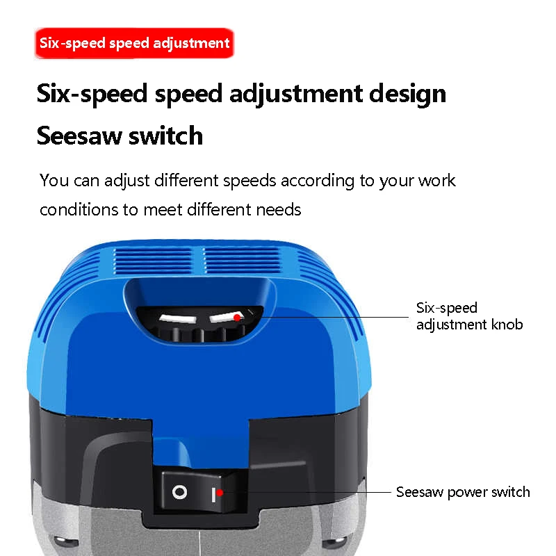 Wood Router 1900W Compact Wood Trimmer Combo Tool 33000RMIN 6 Variable Speeds for DIY Woodworking Slotting Trimming