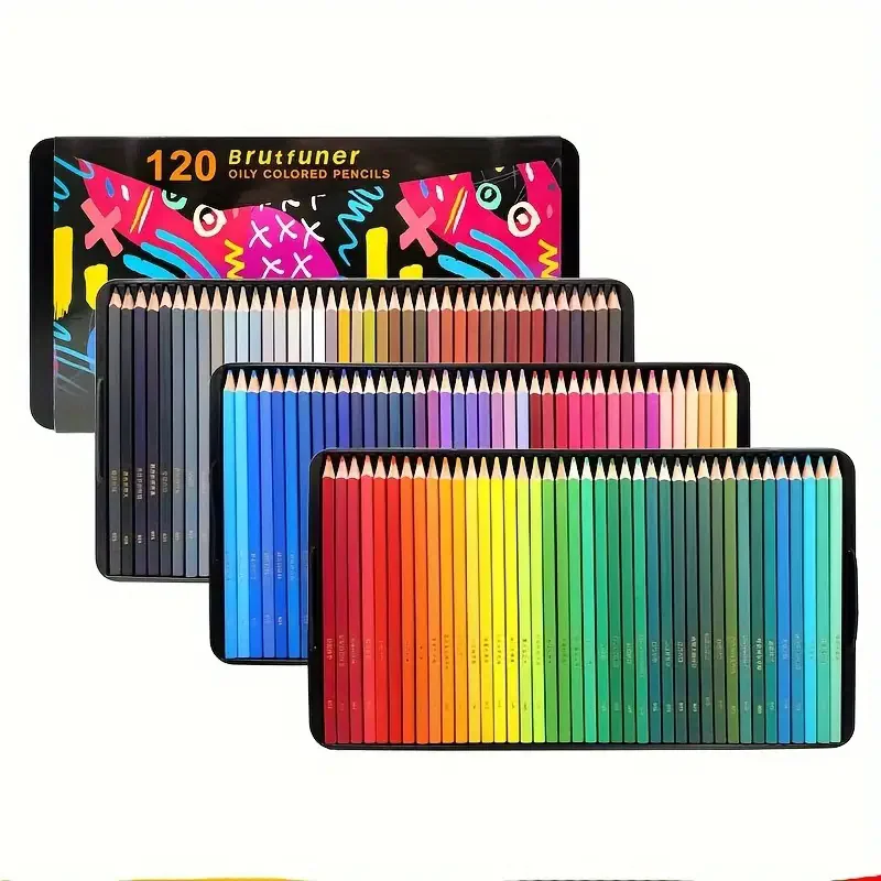 Brutfuner 72/120 Farben Luxus Eisen Box Öl Buntstift Neue Generation Premium Kern Quadratischen Stab Kunst Farbige Mine Set – Detail 2