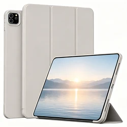Soft Silicone Tablet Case with Smart Flip Cover and Auto Wake Sleep (Gray)