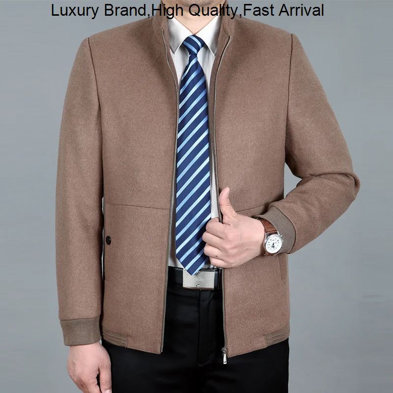 

autumn spring period the new men collar zipper woolen cloth coat business and leisure travelers