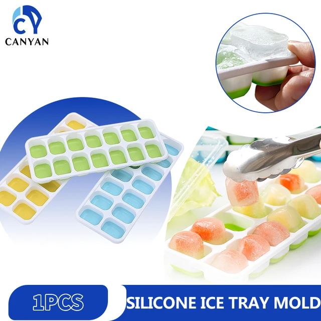 Polar Ice Products Silicone Ice Cube Trays Easy Release Design with Spill  Resistant Removable Safety Lid. 2 Pack (Blue) 