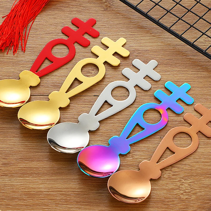 100 Teile/los Kreative Edelstahl Löffel Dessert Löffel Suppe Löffel Hochzeit Geschenke Hochzeit Liefert – Detail 3