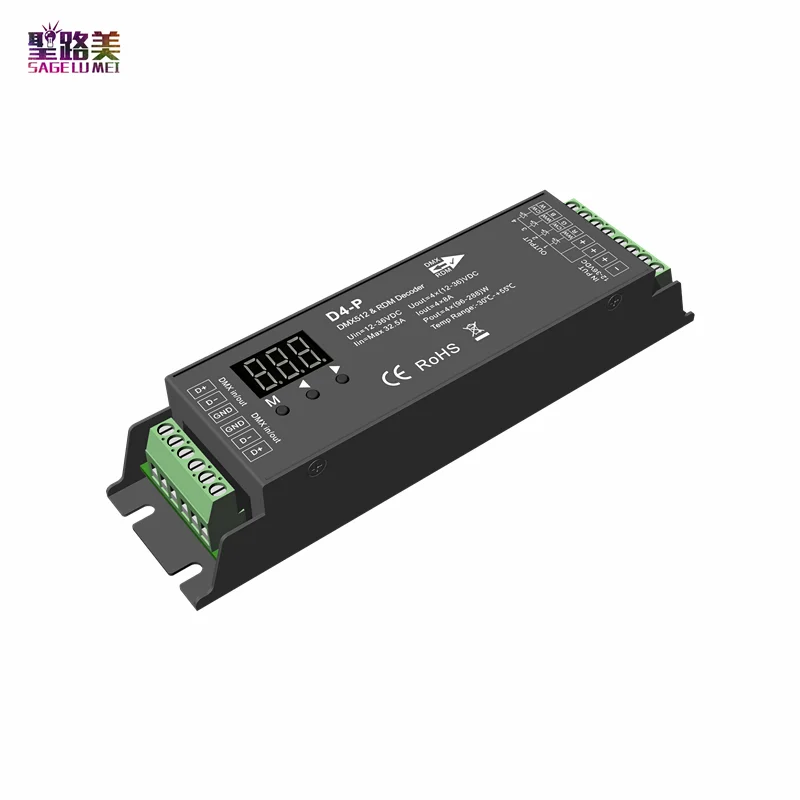 D4-E D4-P 4 channel PWM constant voltage DMX & RDM LED decoder controller digital display XLR3  RJ45 port DC12-36V input 8A*4CH uni t upo2204 digital fluorescence oscilloscope 200mhz 4 channel 2gsa s 1 000 000wfms s storage oscilloscope