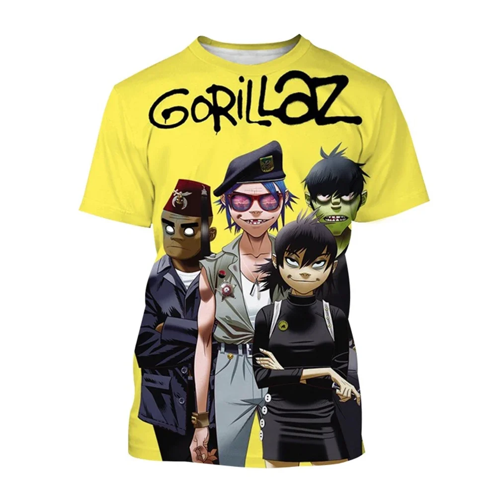 Rock Band Gorillaz 3D-Druck T-Shirt Herren Damen Mode T-Shirt Kinder Hip-Hop Tops Tees Punk T-Shirt Grafik T-Shirt Herrenbekleidung