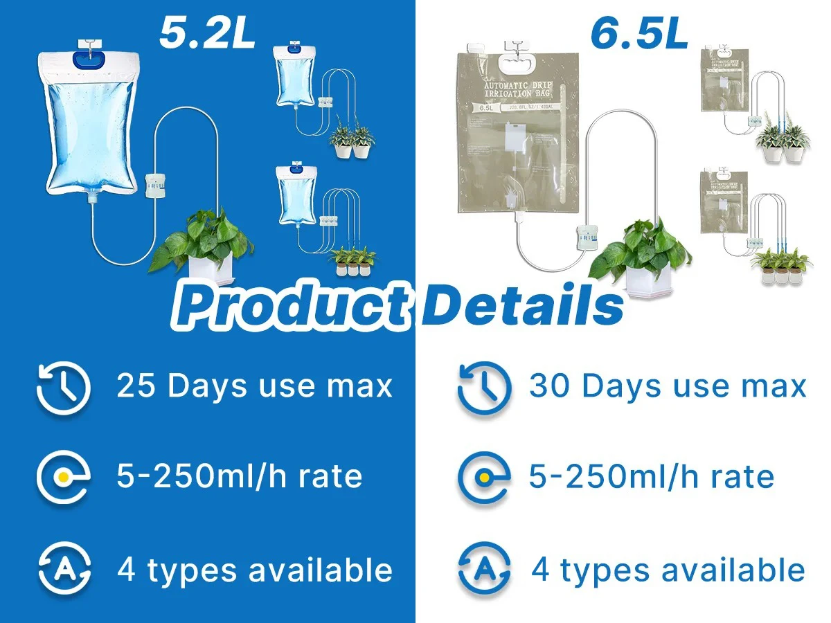 1pc 5,2 L/6,5 L Automatische Bewässerung Gerät Anlage Bewässerung Beutel Steuerung Von Wasser Tropft Fluss Wasser Tasche Faul Reise tropfer – Detail 4