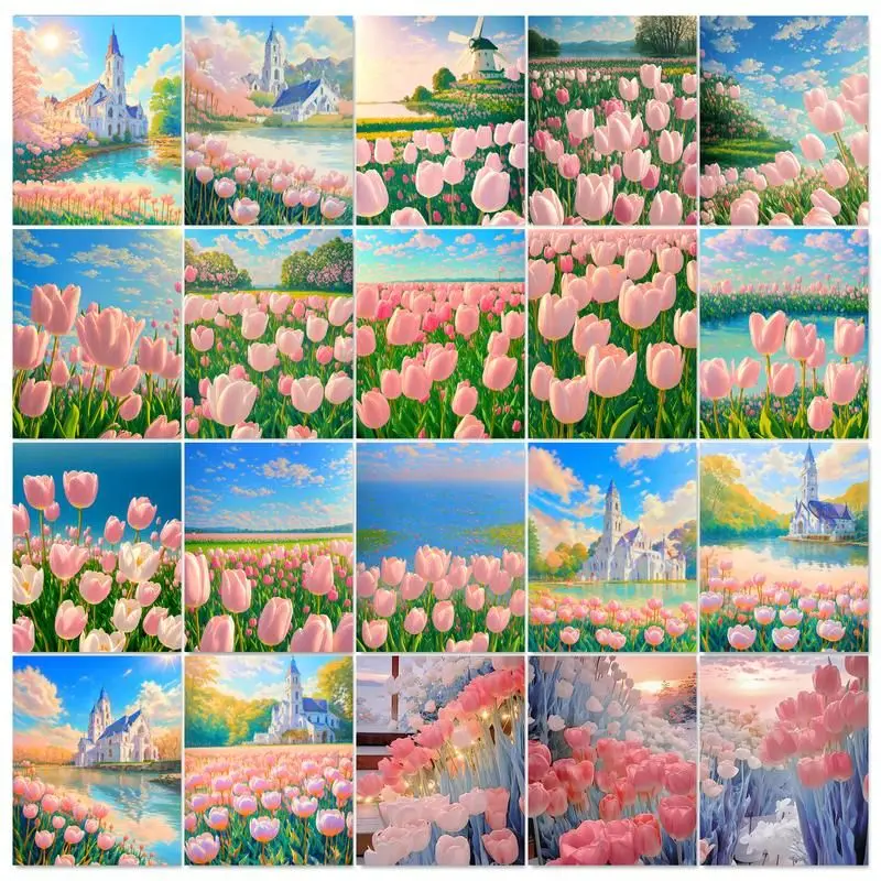 

GATYZTORY Frameless Landscape DIY Painting By Numbers Hand Painted Oil Painting Acrylic Picture Kits Paint By Numbers For Wall A