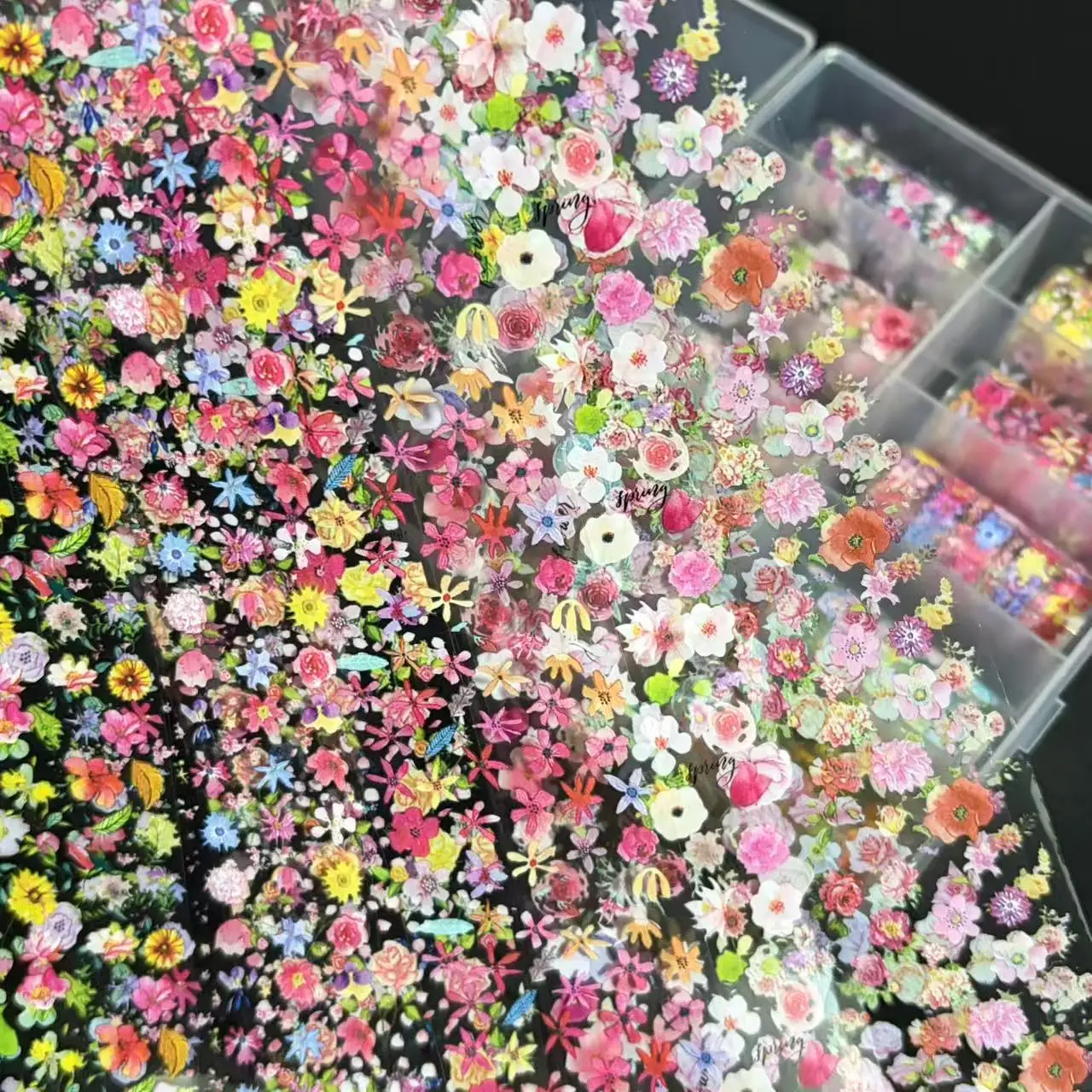 1박스 플라워 플레이드 네일 포일 (전사지용) 플로럴 슬라이더 버터플라이 네일..