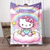 Customized Name Personalized Blanket Sanrio Hello Kitty Children Warm Soft Blankets Home Travel and Comfortable Blanket 4