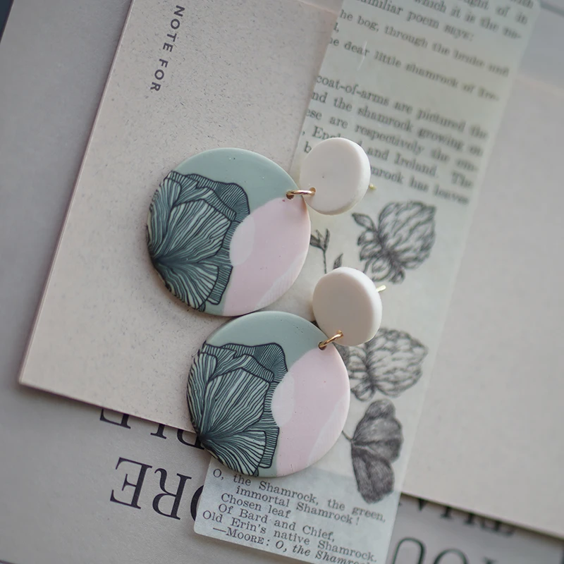 Umbrian Clay|vintage Floral Clay Stud Earrings Set