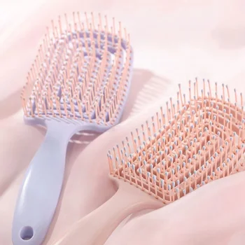 1Pcs Elastic Massage Comb Hollow Out Hair Brush Scalp Massage Combs Hair Styling Detangler Fast Blow Drying Detangling Tool 4