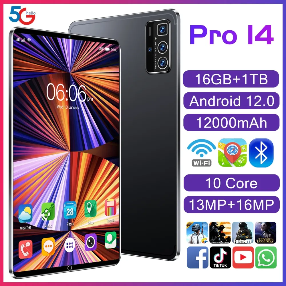 2023 New 4K HD Screen Global Tablet Android 12.0 12GB RAM 512GB ROM Tablette  PC 5G Dual SIM Card Or WIFI TABLETS - AliExpress