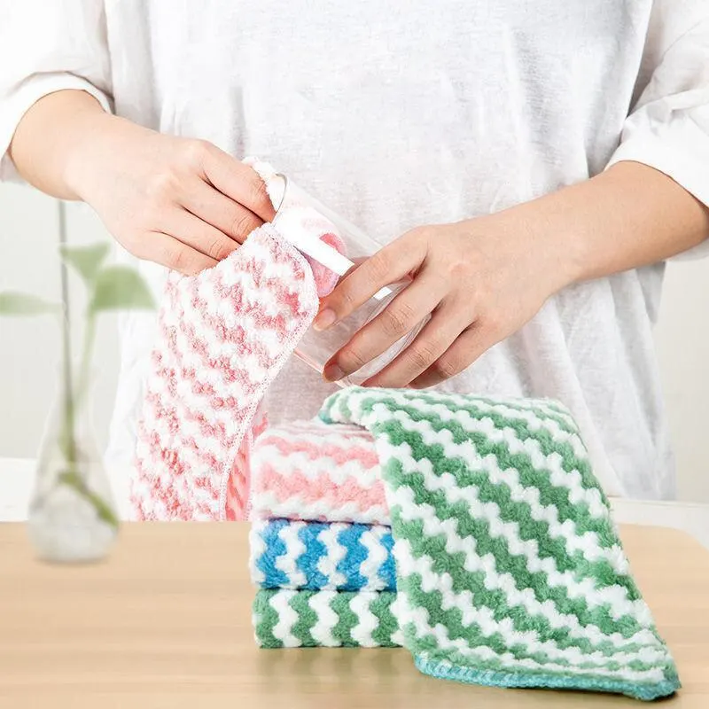 Dish Cloth 15pcs Coral Fleece Thickened Does Not Stick To Oil Kitchen Household Absorbs Water Without Shedding