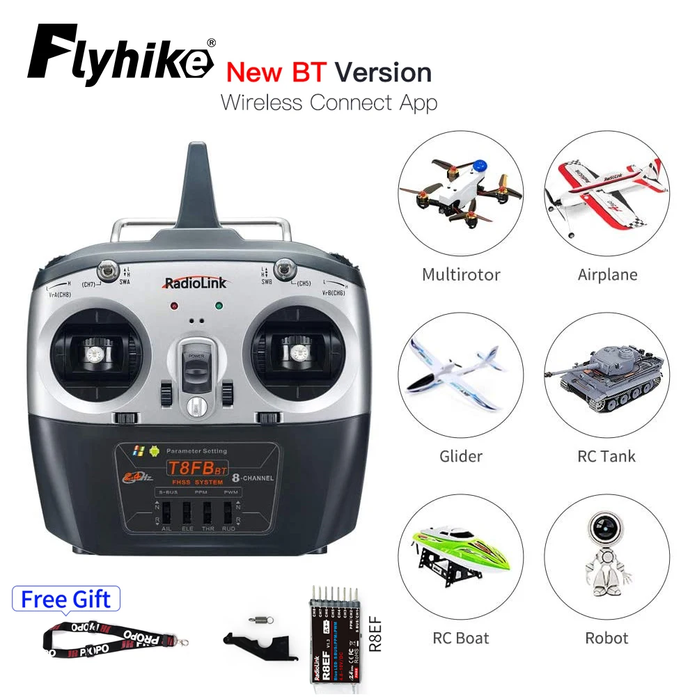 

Radiolink T8FB 2.4ghz 8 Channels RC Radio Transmitter With Receiver R8EF Dual Stick Remote Controller for Airplane Boat Car