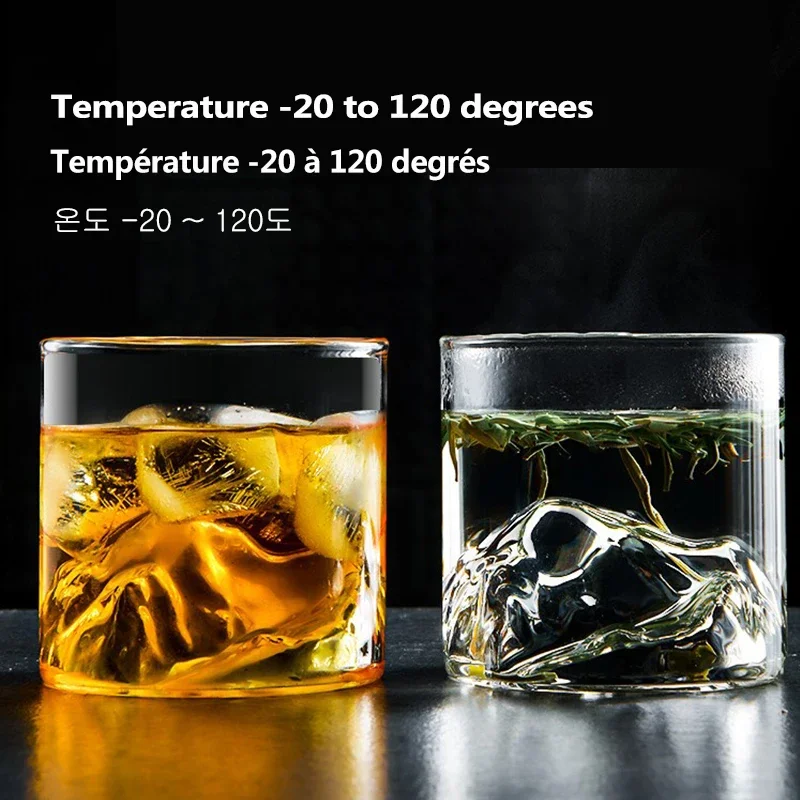 Glass Cup Japanese Style Fuji Mountain Glass Cup Fashioned Rock Glasses Heat-resistant Glass Water Cup Coffee Red Wine Whiskey