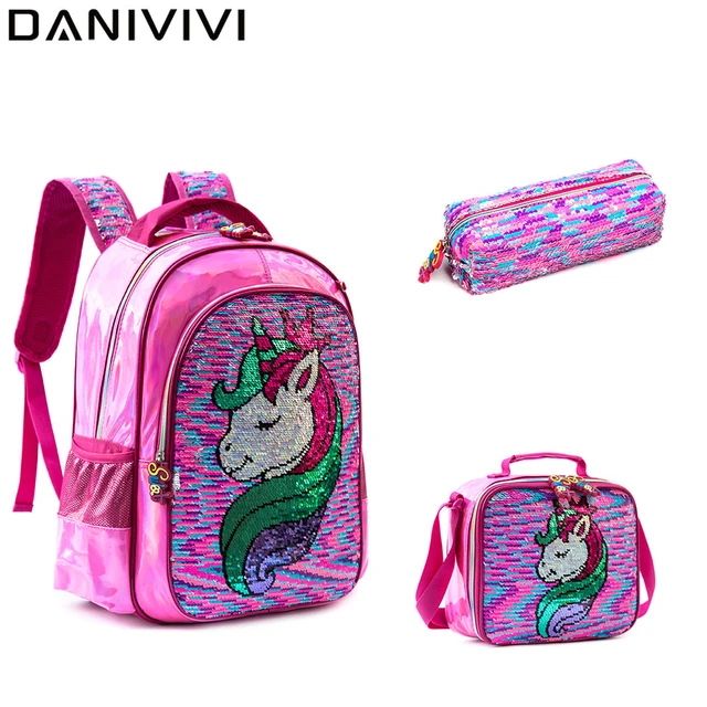 Mochilas escolares de lentejuelas de unicornio para niñas mochila Escolar de Material Escolar para conjuntos 2023 bolsas _ - Mobile