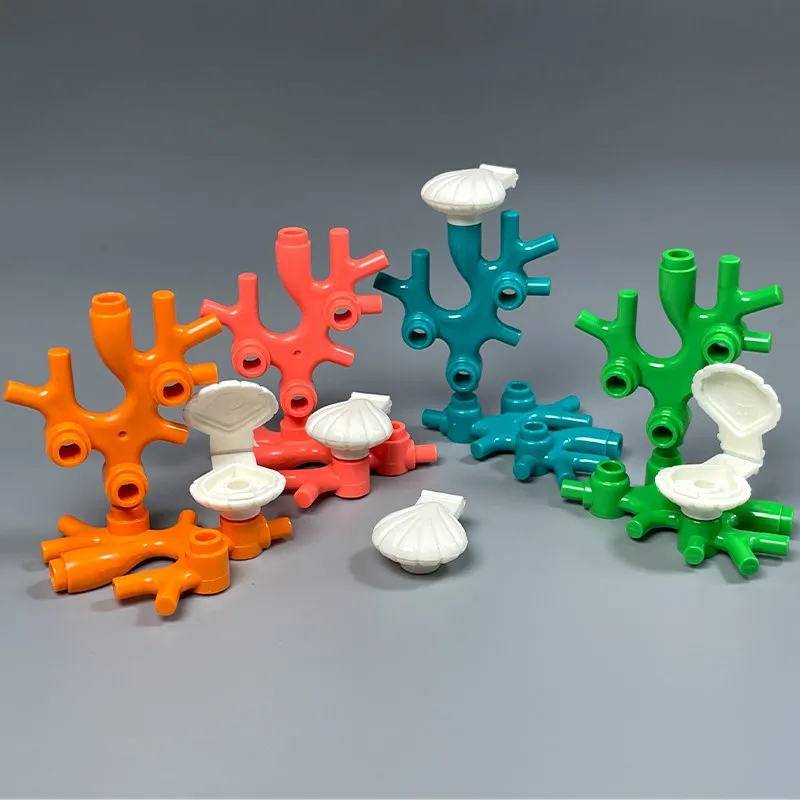 MOC Sea Seabed Creatures Coral Seaweed Shell Fish Shrimp Crab Aquarium for 31122 Building Blocks Toys for Children Gifts