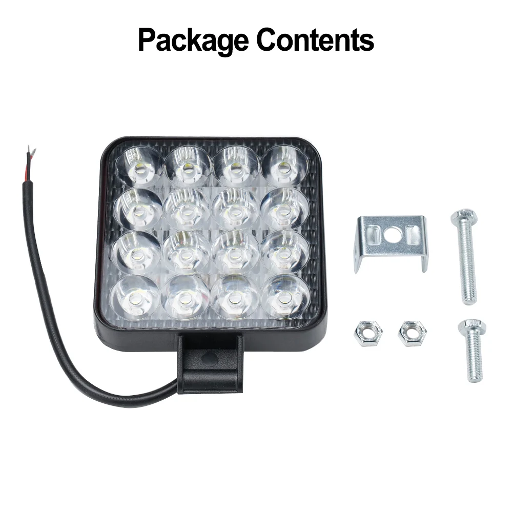 Faro LED Quadrato per Auto, 16 Luci 48W 12V, per Veicoli Fuoristrada e Carrelli Elevatori, Luce di Retromarcia, Luci Diurne Automatiche in ABS, Accessori - Image 4