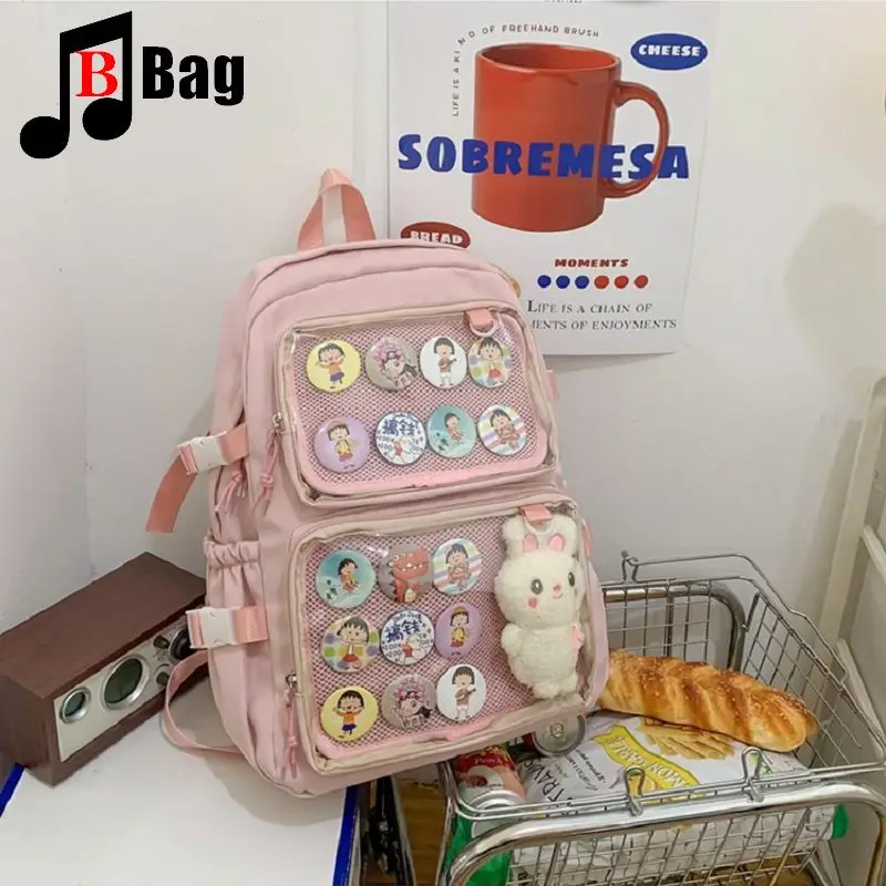 Gothic transparent ita bag light simple middle school backpack Korean version of leisure large capacity Japanese ins small fresh